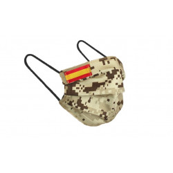 Mascarilla camuflaje árido uniformidad militar con bandera España